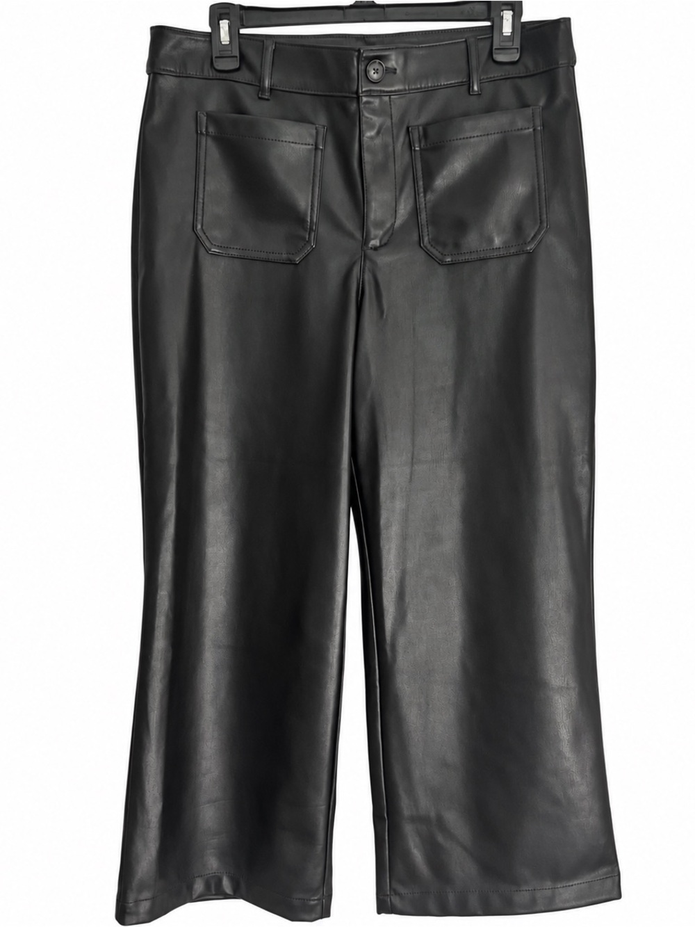 LOFT The Palmer Wide-Leg Faux Leather Pants Black 12P NWT